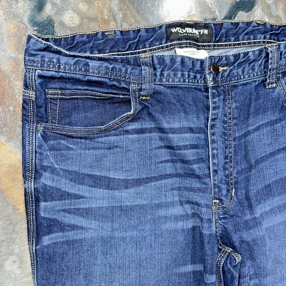 Wolverine Men Fire Resistant Stretch Denim Pants 38/30 - Picture 2 of 16